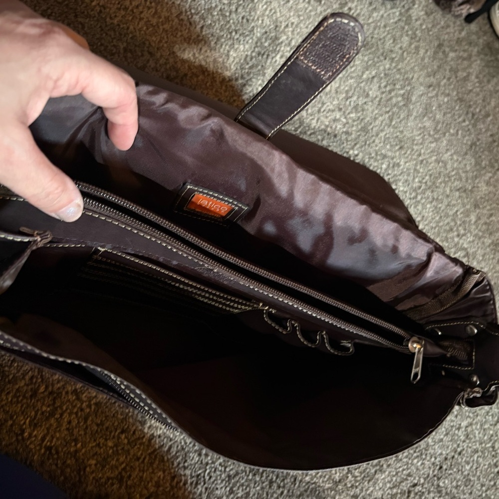 Latico Dark Brown Leather Messenger Bag - Picture 3 of 5